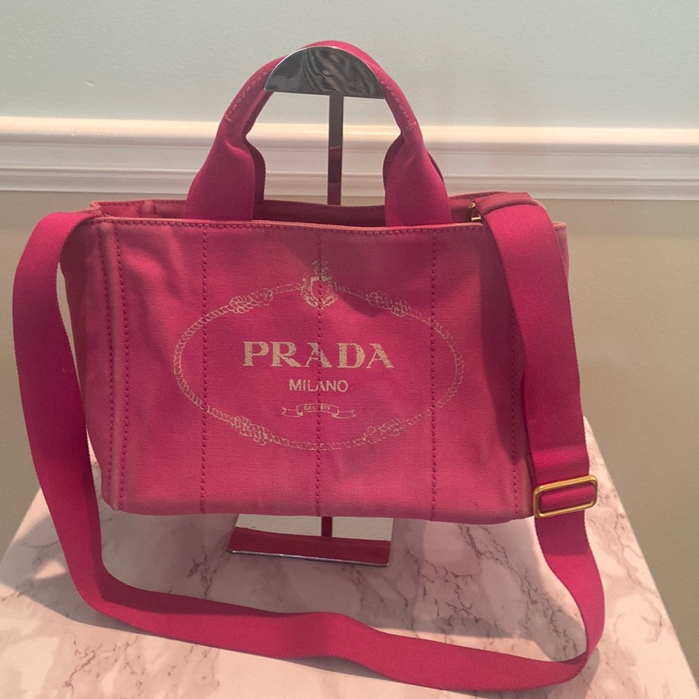 🇮🇹PRADA CABAS HOT PINK CROSSBODY/ TOP HANDLE - Picture 3 of 17